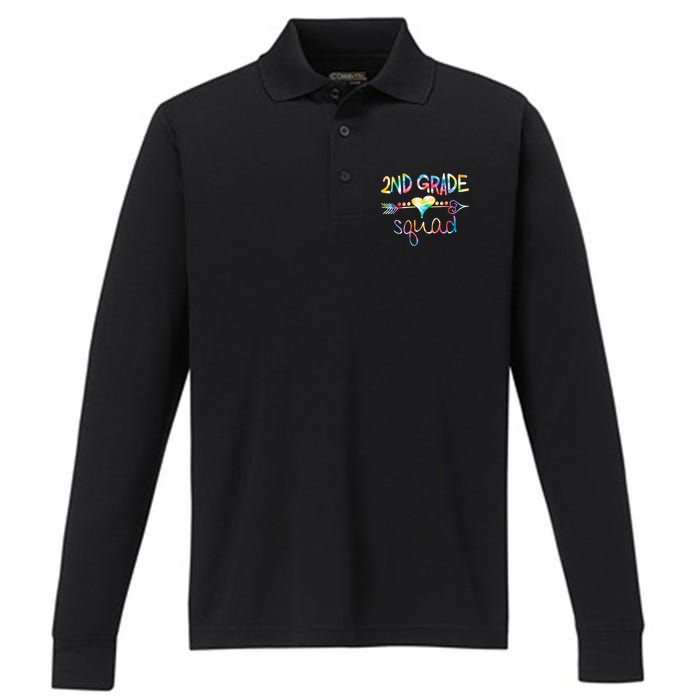 2nd Grade Squad Second Grade Team Teacher Boy Girl Kids Performance Long Sleeve Polo