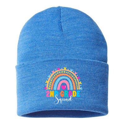 2Nd Grade Squad Back To School Rainbow Teachers Second Grade Gift Sustainable Knit Beanie