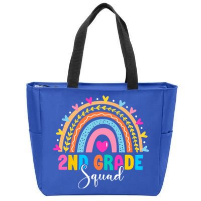 2Nd Grade Squad Back To School Rainbow Teachers Second Grade Gift Zip Tote Bag