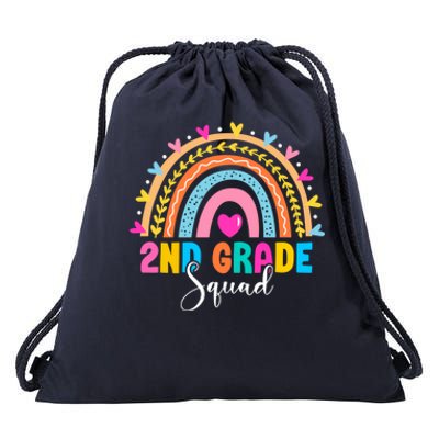 2Nd Grade Squad Back To School Rainbow Teachers Second Grade Gift Drawstring Bag