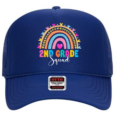 2Nd Grade Squad Back To School Rainbow Teachers Second Grade Gift High Crown Mesh Back Trucker Hat