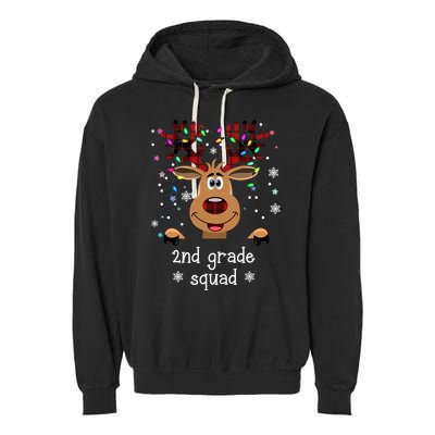 2nd Grade Squad Reindeer Christmas Garment-Dyed Fleece Hoodie