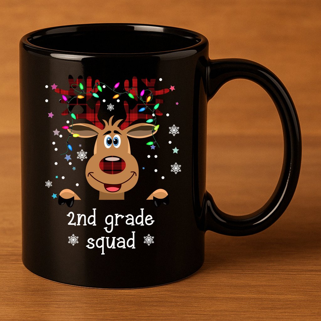2nd Grade Squad Reindeer Christmas 11oz C Handle Ceramic Mug