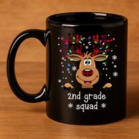 2nd Grade Squad Reindeer Christmas 11oz C Handle Ceramic Mug
