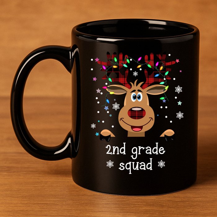 2nd Grade Squad Reindeer Christmas 11oz C Handle Ceramic Mug