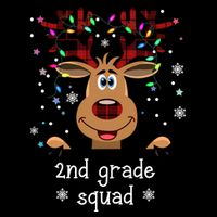 2nd Grade Squad Reindeer Christmas Drawstring Bag