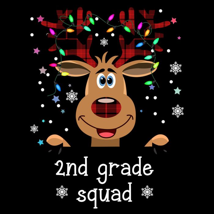 2nd Grade Squad Reindeer Christmas Drawstring Bag