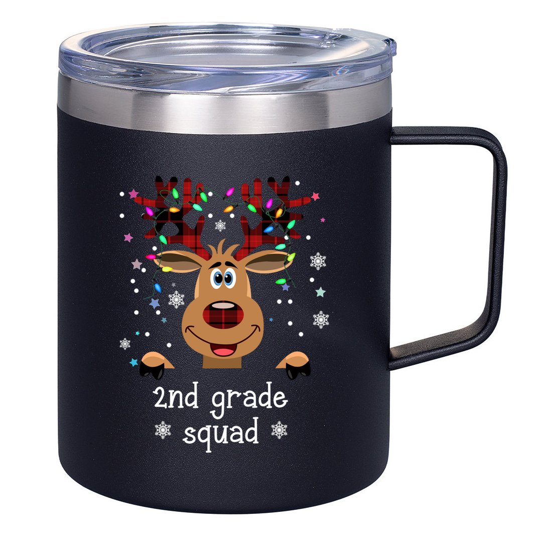 2nd Grade Squad Reindeer Christmas 12oz Stainless Steel Coffee Mug