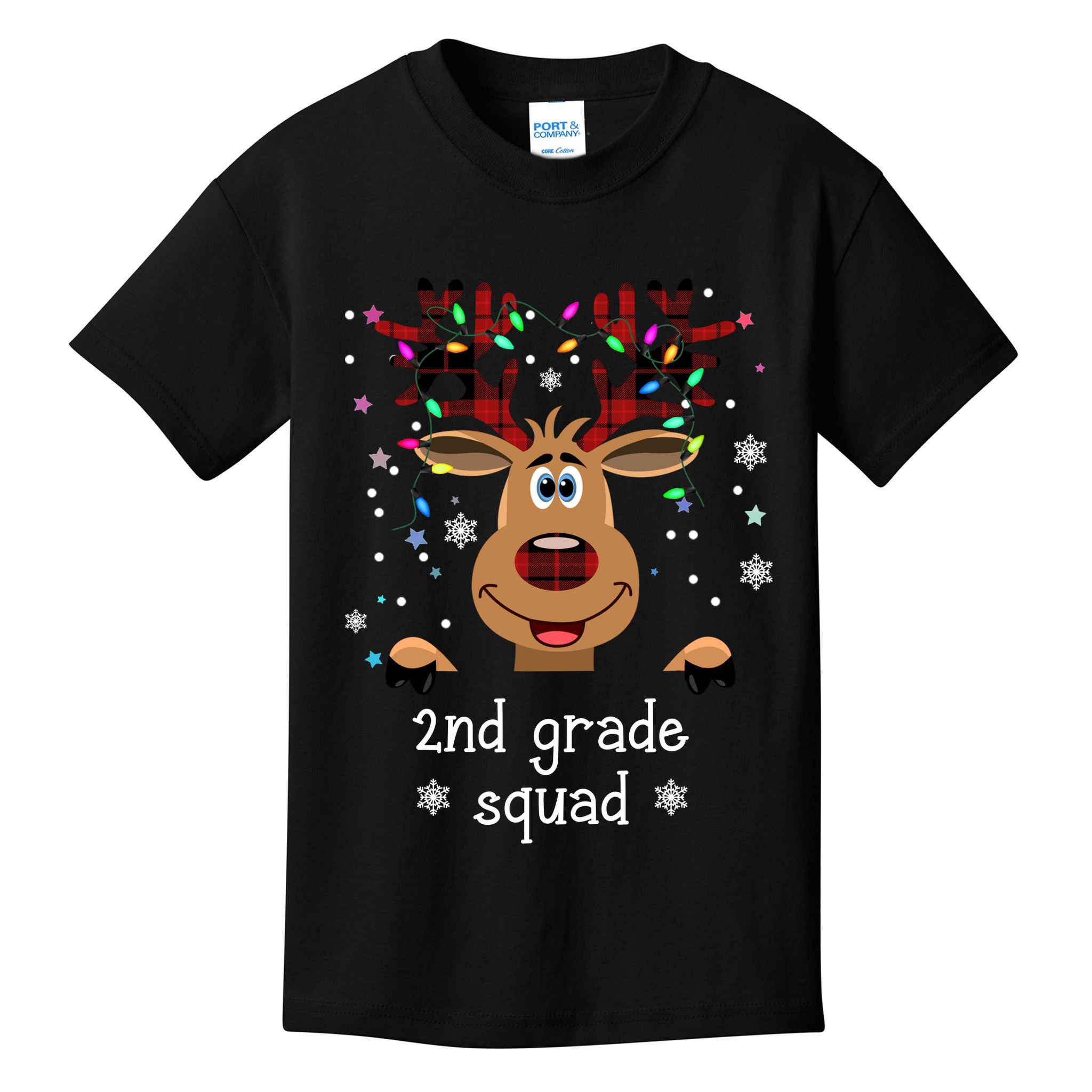 2nd Grade Squad Reindeer Christmas Kids T-Shirt