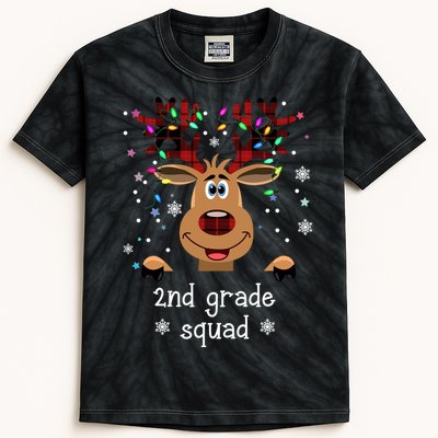 2nd Grade Squad Reindeer Christmas Kids Tie-Dye T-Shirt