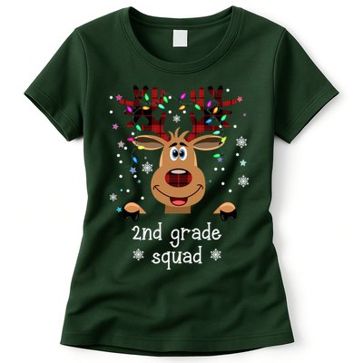 2nd Grade Squad Reindeer Christmas Womens T-Shirt