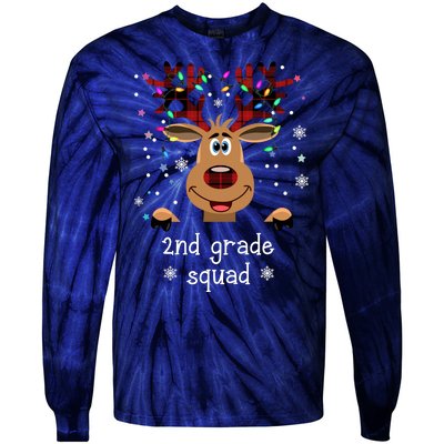 2nd Grade Squad Reindeer Christmas Tie-Dye Long Sleeve Shirt