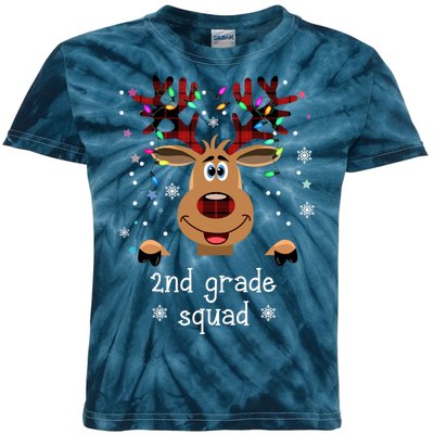 2nd Grade Squad Reindeer Christmas Kids Tie-Dye T-Shirt