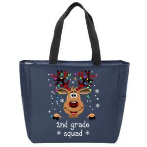 2nd Grade Squad Reindeer Christmas Zip Tote Bag