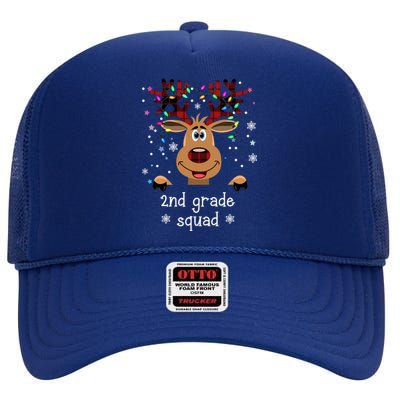 2nd Grade Squad Reindeer Christmas High Crown Mesh Back Trucker Hat