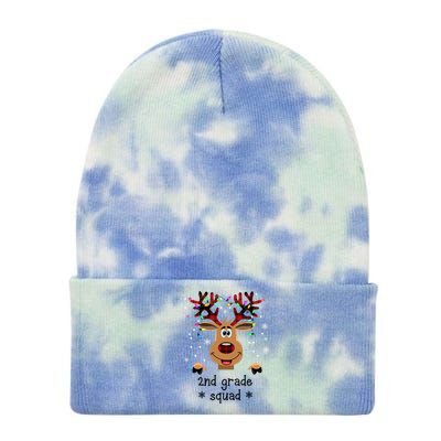 2nd Grade Squad Reindeer Christmas Tie Dye 12in Knit Beanie