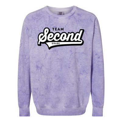 2nd Grade TEAM School Teacher Second Baseball-Style Colorblast Crewneck Sweatshirt