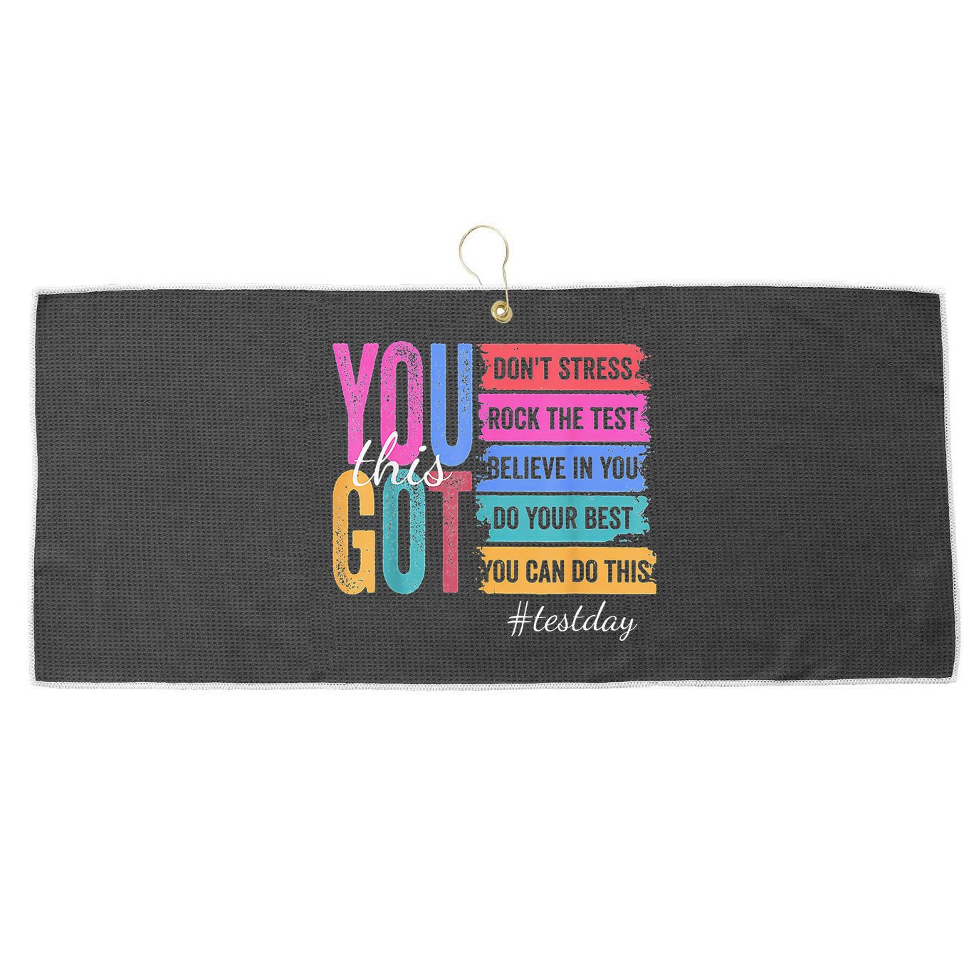 2You Got This DonT Stress Rock The Test Test Day Large Microfiber Waffle Golf Towel