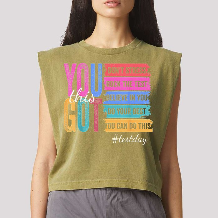 2You Got This DonT Stress Rock The Test Test Day Garment-Dyed Women's Muscle Tee