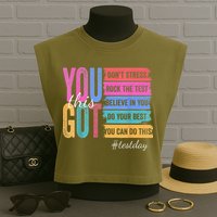 2You Got This DonT Stress Rock The Test Test Day Garment-Dyed Women's Muscle Tee