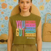 2You Got This DonT Stress Rock The Test Test Day Garment-Dyed Women's Muscle Tee