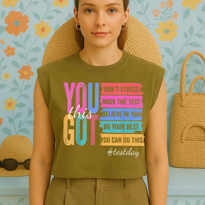 2You Got This DonT Stress Rock The Test Test Day Garment-Dyed Women's Muscle Tee