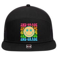 2nd Grade Teachers Back To School Retro Face Happy First Day 7 Panel Mesh Trucker Snapback Hat