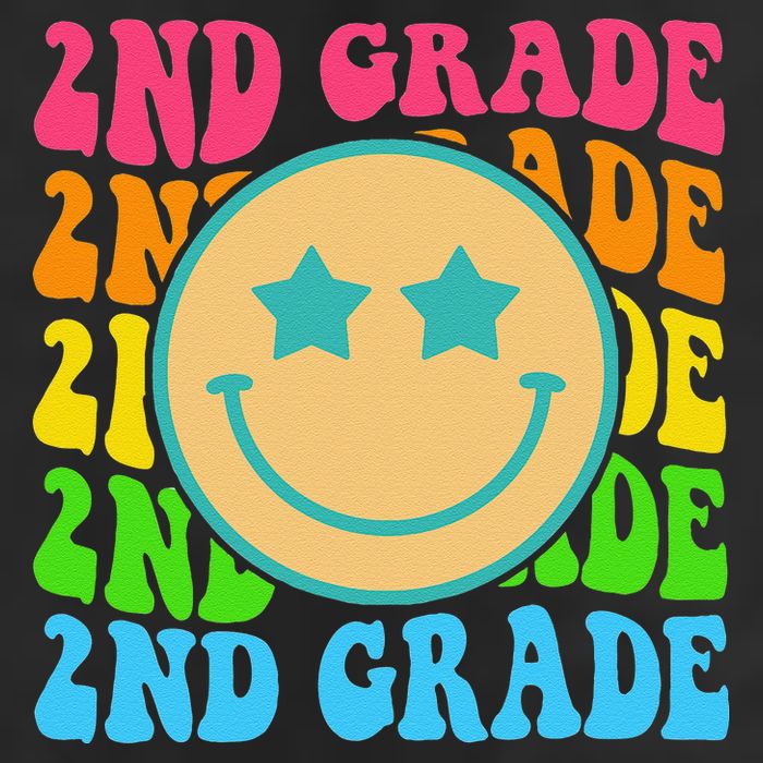 2nd Grade Teachers Back To School Retro Face Happy First Day 7 Panel Mesh Trucker Snapback Hat
