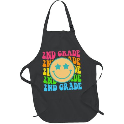 2nd Grade Teachers Back To School Retro Face Happy First Day Apron