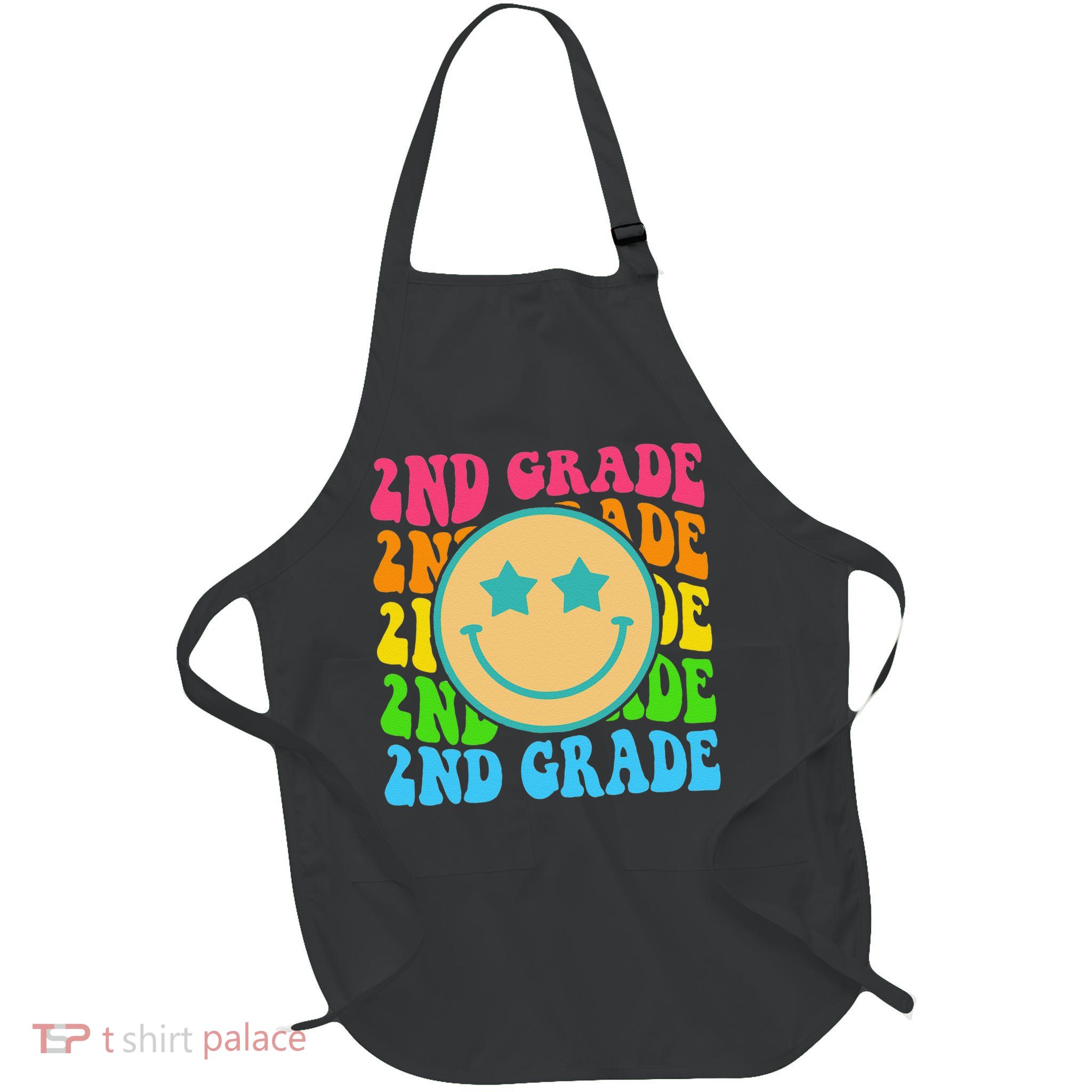 2nd Grade Teachers Back To School Retro Face Happy First Day Apron