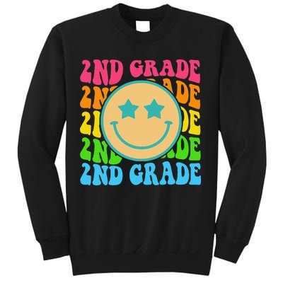 2nd Grade Teachers Back To School Retro Face Happy First Day Sweatshirt
