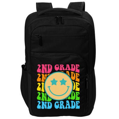 2nd Grade Teachers Back To School Retro Face Happy First Day Impact Tech Backpack