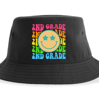 2nd Grade Teachers Back To School Retro Face Happy First Day Sustainable Bucket Hat
