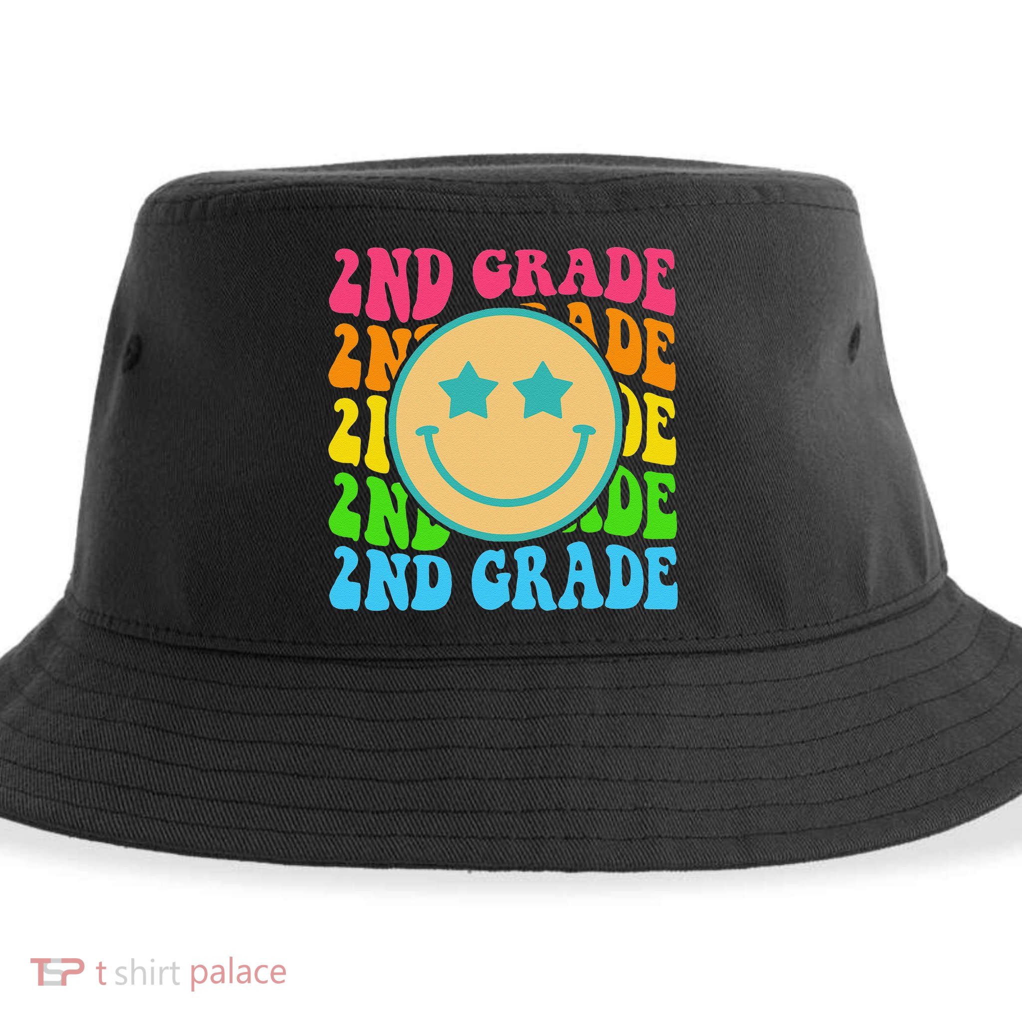 2nd Grade Teachers Back To School Retro Face Happy First Day Sustainable Bucket Hat