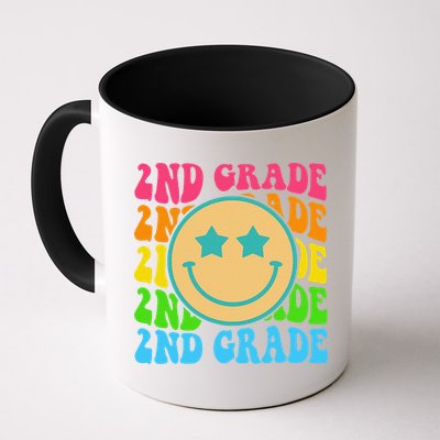 2nd Grade Teachers Back To School Retro Face Happy First Day Mug