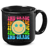 2nd Grade Teachers Back To School Retro Face Happy First Day 15oz Campfire Ceramic Mug