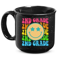 2nd Grade Teachers Back To School Retro Face Happy First Day 15oz Campfire Ceramic Mug