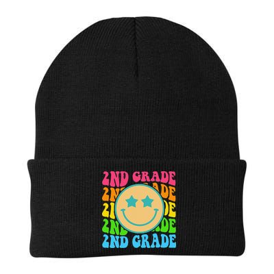 2nd Grade Teachers Back To School Retro Face Happy First Day Beanie