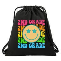2nd Grade Teachers Back To School Retro Face Happy First Day Drawstring Bag