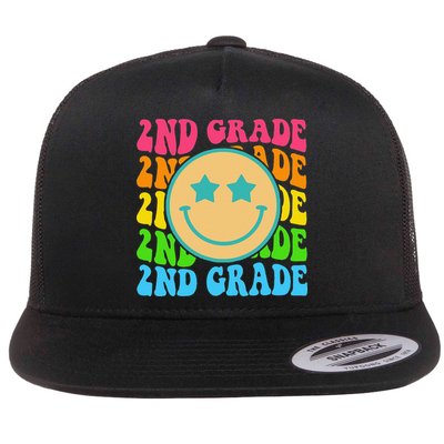 2nd Grade Teachers Back To School Retro Face Happy First Day Flatbill Hat