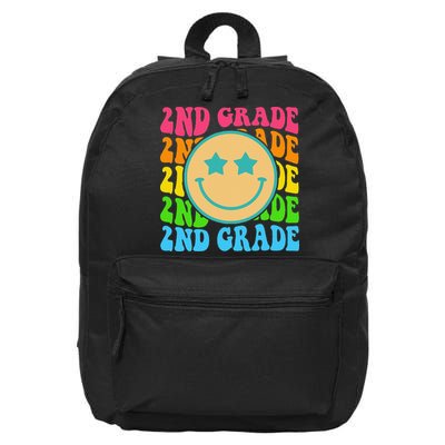 2nd Grade Teachers Back To School Retro Face Happy First Day 16 in Basic Backpack