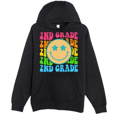 2nd Grade Teachers Back To School Retro Face Happy First Day Premium Pullover Hoodie