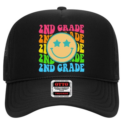 2nd Grade Teachers Back To School Retro Face Happy First Day Trucker Hat