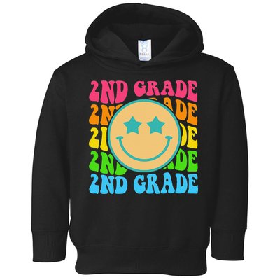 2nd Grade Teachers Back To School Retro Face Happy First Day Toddler Hoodie