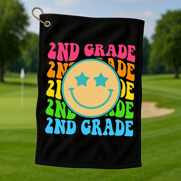 2nd Grade Teachers Back To School Retro Face Happy First Day Golf Towel