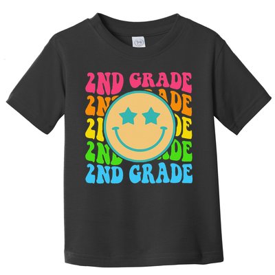 2nd Grade Teachers Back To School Retro Face Happy First Day Toddler T-Shirt