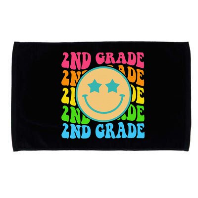 2nd Grade Teachers Back To School Retro Face Happy First Day Microfiber Hand Towel