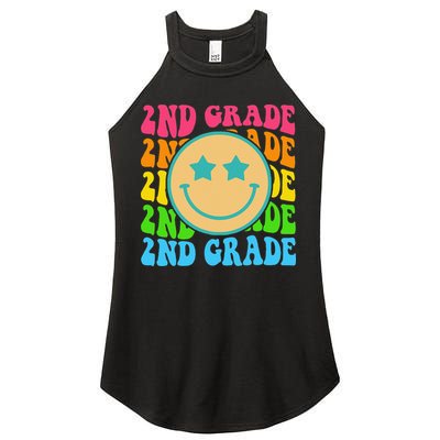 2nd Grade Teachers Back To School Retro Face Happy First Day Women's Perfect Tri Rocker Tank