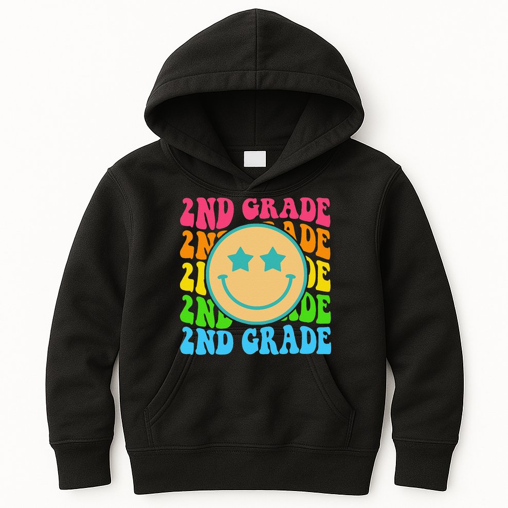 2nd Grade Teachers Back To School Retro Face Happy First Day Kids Hoodie