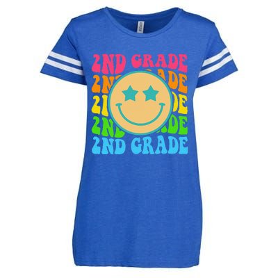 2nd Grade Teachers Back To School Retro Face Happy First Day Enza Ladies Jersey Football T-Shirt